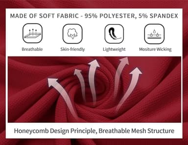 V VALANCH Red Polo Shirts for Men Short Sleeve Moisture Wicking Golf Polo Sport Athletic Collared Shirt - Image 5