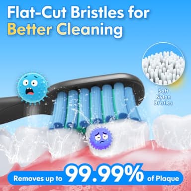 Kids Electric Toothbrush Rechargeable Age 3-5-6-12-18 Year Old, Sonic Toothbrush Kids with Timer 3 Modes 4 Vibrating Heads Habit Stickers Tooth Brush for Girls Boys and Childrens (Astronaut Black) - Image 3