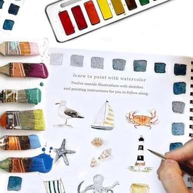 Watercolor Workbook,Beginner-Friendly Animals Watercolor Workbooks,Foldable Set,12 Colors W atercolor Paint Set with Paint Brush(Animals) - Image 5