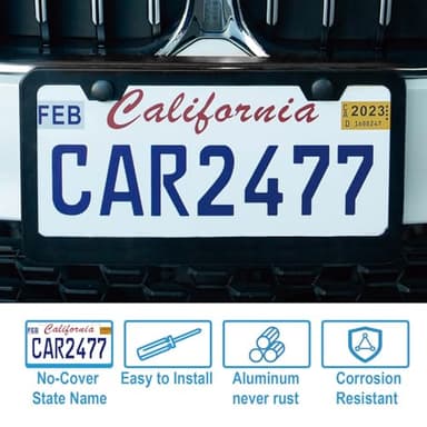 2PCS Matte Black License Plate Frames, 2 Holes Solid Rust-Proof Stainless Steel License Plate Holder, Lengnoyp Universal Car License Plate Cover for Women and Man with Screws Accessories - Image 3