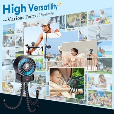 AMTIFO Portable Stroller Fan - 4-Speed Rechargeable USB Fan, Quiet Clip-on Baby Fans for Stroller Crib and Travel - Compact & Battery-Operated Cooling Fans for Baby Comfort on the Go - Image 7