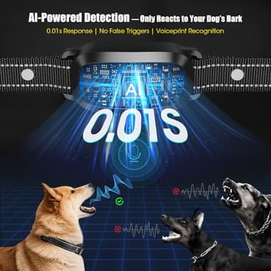 Oliry Smart AI Bark Collar for Large Medium Small Dogs, Anti Barking Device with 5 Training Modes, Exclusive Forced Bark-Stopping, Rechargeable IP67 Waterproof Bark Collar with 5 Sensitivity (Black) - Image 3