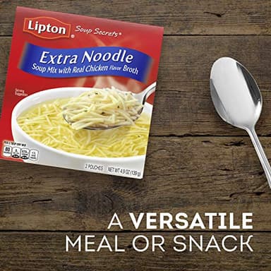 SOUP SECRETS Lipton Instant Soup Mix For a Warm Bowl of Soup Extra Noodle Soup Made With Real Chicken Broth Flavor 4.9 oz 2 ct, Pack of 12 - Image 4