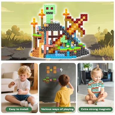 Magnetic Blocks Toys for Kids, 100 PCS Building Blocks Cubes, Stacking Magnetic Tiles Toys for Kids Toddlers Boys Girls Ages 3 4 5 6 7 8-12 Birthday Gifts Party Supplies (Underworld) - Image 2