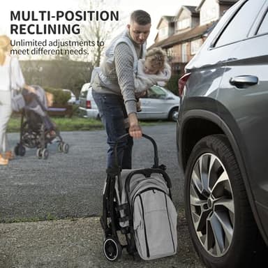 OneBlis Lightweight Baby Strollers, 2-in-1 Convertible Infant Stroller with Bassinet Mode, One-Handed Folding Stroller for Toddler for Travel Includes Raincover, Bumper Bar, Cupholder, Grey - Image 3