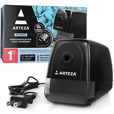 Arteza Pencil Sharpener, Black, Quiet Pencil Sharpener for 8-mm Pencils, Office Supplies for Teachers, Students, and Classrooms, Art Studios, and Workspaces - Image 1