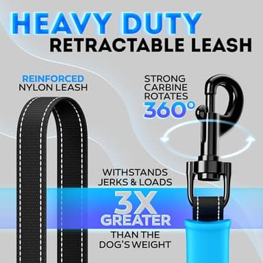 2025 New Retractable Dog Leash 18,2 ft' - Chew Proof Cable Included - 360° Tangle Free - Heavy Duty Reflective Retractable Leash for Small Medium Large Dogs up to 120 lbs - Soft Touch Anti-Slip Handle - Image 5