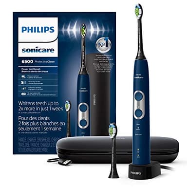 Philips Sonicare ProtectiveClean 6500 Rechargeable Electric Toothbrush, with Pressure Sensor, 3 Cleaning Modes, SmarTimer and QuadPacer, 14-Day Battery Life, Charging Travel Case, Navy Blue, HX6462/07 - Image 1