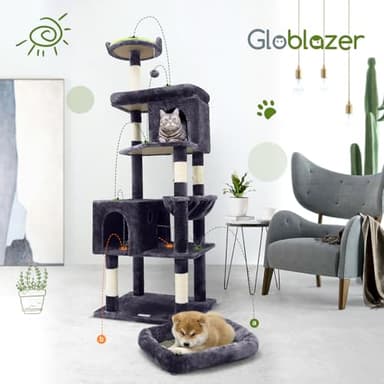 Globlazer Heavy Duty Cat Trees for Large Cats, Sturdy 72in Maine Coon Cat Tree for Large Cats 20 lbs+ Heavy Duty Cat Tower for Adult Biggest Cat with 6 Scratching Posts, Hammock, S72, Dark Gray - Image 7