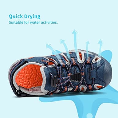 DREAM PAIRS Boys Girls Summer Outdoor Athletic Sport Sandals Walking Hiking Hook and Loop Adjustable Multicolor for Toddler/Little/Big Kids,Size 1 Little Kid,Navy/Light/Grey/Orange,160912-K - Image 3