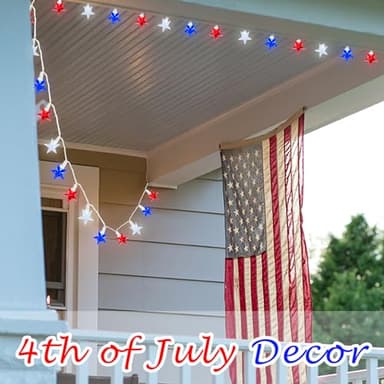 SUNSGNE Star String Lights Red White and Blue String Lights, 13.6FT Indoor 4th of July Lights with 35 LED Star Fairy Lights for Patriotic Independence Day Memorial Day Fourth of July Decorations - Image 6