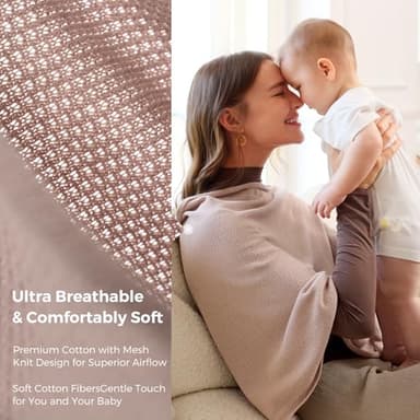 Momcozy Nursing Cover for Breastfeeding, Soft Privacy Poncho, Multi-Use Nursing Shawl, Portable Breast Feeding Covers for Women, Includes Laundry Bag (Brown) - Image 2