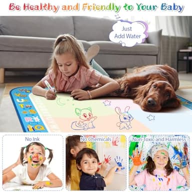 BlissfulBlend Water Doodle Mat Kids Mess Free Coloring Doodle Mat Toddlers Educational Toys for 3 4 5 6 7 8 Years Old with Magic Pens 2025 Educational Toys Birthday - Image 5