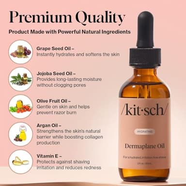 Kitsch Dermaplane Face Oil with Jojoba & Argan Oil – Hydrating Facial Formula for Dermaplaning Tool, Gua Sha & Razor Use – Irritation-Free Shave Oil for Soft, Radiant Skin – 2oz - Image 3