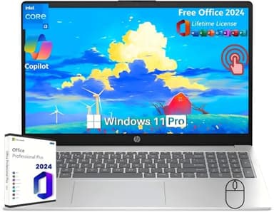 HP 15.6" Touchscreen Business Laptop Computer - with MS Office 2024 Lifetime License, Intel 6-core i3-1215U, 32 GB RAM, 1 TB SSD, UHD Graphics, Long Battery Life, Wi-Fi 6E, Windows 11 Pro, Copilot - Image 1