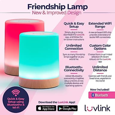 Friendship Lamps by LuvLink – No Subscription WiFi Touch Lamp for Long Distance Relationships, Couples, Friends & Family - Gift Ready (Single) - Image 2