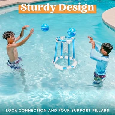 Sloosh Pool Basketball Hoop Set, Floating Basketball Pool Game, Swimming Floats Toys with Balls Pump, Summer Outdoor Water Play Toy for Kids and Adults (Blue) - Image 6