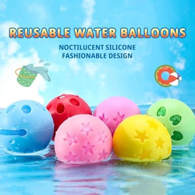 24 Pcs Reusable Water Balloons, Latex-Free Soft Silicone Water Splash Ball, Silicone Surround Ball Noctilucent Water Ball for Kids Adults Water Games Outside Summer Fun Party Water Pool Supplies - Image 4