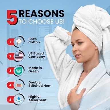 Infinitee Xclusives Luxury 100% Ring-Spun Cotton White Bath Towels Set of 4 (27x54 inches) – Soft, Absorbent & Quick-Drying Towels for Bathroom, Gym, Spa & Hotel Use (Brilliant White, Bath Towels) - Image 2