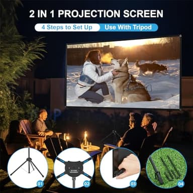 Projector Screen with Stand, Portable Projector Screen, 120 Inch 16:9, Outdoor Projection Screen, 1.2 Gain, 160 Degree View Angle, 2 Mounting Modes, Fast Setup, Idea for Home Cinema, Backyard Party. - Image 4