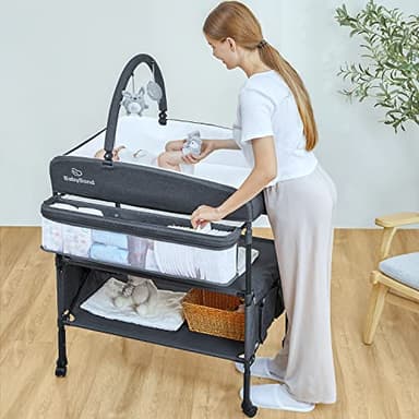 BabyBond Portable Baby Changing Table, Foldable Changing Table Dresser Waterproof Diaper Changing Table Height Adjustable Changing Station for Infant and Newborn(Grey) - Image 2