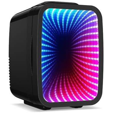 BEICHEN Mini Fridge, 4 Liter/6 Cans Small Refrigerator With Dimmable LED Light,AC/DC Portable Thermoelectric Cooler and Warmer Gaming mini fridge for Bedroom,Office,Gaming room and Car (Black) - Image 1