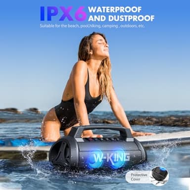 W-KING Portable Speakers Bluetooth Wireless, 120W Max Loudest Bluetooth Speaker, IPX6 Waterproof Outdoor Speaker with 70W Deep Bass/2*Subwoofer/DSP/EQ/42H/LED/MAC-in/Power Bank, Large Party Boombox - Image 3