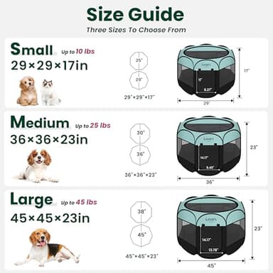 Love's cabin Pet Puppy Dog Playpen, Medium Dog Tent Crates Cage Indoor/Outdoor, Portable Playpen for Cat, Foldable Pop Up Dog Kennel Playpen with Carring Case, Removable Zipper Top, Green - Image 2