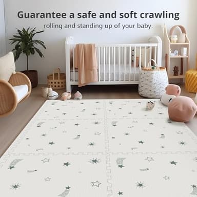 PIGLOG Baby Foam Play Mat, 72x48 Crawling Mat, Floor Mats for Kids for Baby with Interlocking Floor Tiles, Toddler Play Mats for Indoor and Outdoor, Easy to Clean Playroom Playmats - Image 6