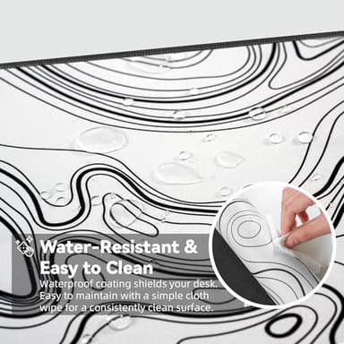 Reniteco Waterproof Large Gaming Mouse Pad with Durable Stitched Edges, Non-Slip Rubber Base, Smooth Surface Mouse Mat Desk Pad for Home Office Gaming, 31.5"x11.8"x0.12", White Topographic Map - Image 6