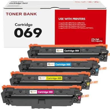 069 Toner Cartridge Set 069H MF753Cdw Compatible Replacement for Canon 069 069H Toner Cartridge for Canon imageCLASS MF753Cdw MF751Cdw LBP674Cdw Printer Ink Black Cyan Yellow Magenta 4 Pack - Image 1