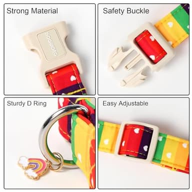 DOGWONG LGBT Dog Collar, Rainbow LGBTQ Dog Collars, Adjustable Cute Pride LGBT Pet Collars Design Quick Release Buckle Dogs Necklace for Small Medium Large Dogs - Image 3