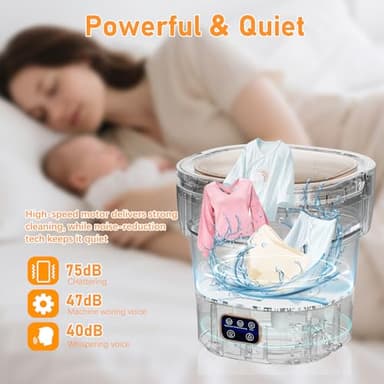 Portable Washing Machine, 12L Mini Washer&Foldable Washer with Spin Dryer Basket, 3 Cleaning Modes for Small Clothes,Travel Laundry for Apartments, Dorms RVs & Camping (Khaki) - Image 8