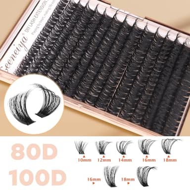 Geeneiya Volume Lash Clusters Kit DIY Lash Extension Kit D Eyelash Extensions with Lash Bond and Seal Tweezers,10-14mm Eye Corner Eyelashes and 16-18MM Cluster Lashes 300Pcs - Image 4