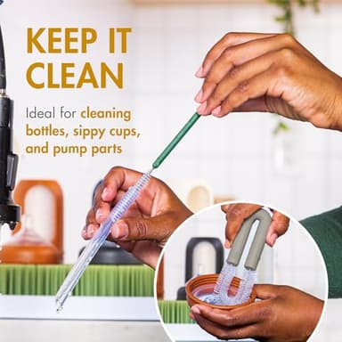 Boon Mod Baby Bottle Brushes - Includes Bottle Cleaner Brush, Straw Cleaner Brush, Nipple Brush and Detail Brush for Baby Bottles - Baby Bottle and Straw Brush Cleaning Set - Deco - 4 Count - Image 7