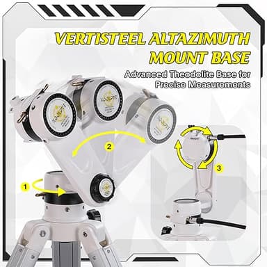Telescope 90mm Aperture 900mm - Vertisteel AZ Mount Base, High Precision Adjustment, Magnification 45-450x, Wireless Remote, Phone Adapter - Ideal for Astronomy Enthusiasts and Beginners (White) - Image 2