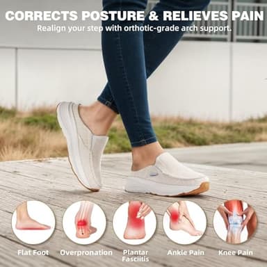 Women's Orthopedic Loafers Slip On Walking Shoes: Slippers with Arch Support for Womens, Comfortable Work Shoes for Ankle Pain, Tendonitis Casual Mules for Hanging Out, Camp Beige Size 8.5 - Image 5