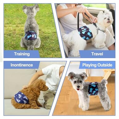 Grecle Reusable Dog Diapers Male 3Pcs, Premium Washable Belly Bands for Male Dog Small, High Absorbing Male Dog Wraps for Doggie Puppy in Incontinence, Excitable Urination and Training(Seafloor,S) - Image 6