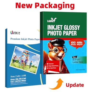 Uinkit 100 Sheets Inkjet Photo Paper Glossy 8.5x11 48lb 180Gsm Professional Photographic Paper Letter Size 8.5Mil Instant Dry Suitable for All Ink Printers - Image 2