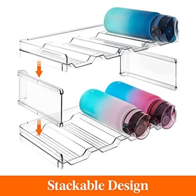 Lifewit Water Bottle Organizer Plastic Hold 8 Bottles Stackable, Holder, for Cabinet, Fridge, Kitchen Pantry Organization and Storage, Wine Racks, Tumbler Travel Mug Cup Holder - Image 3