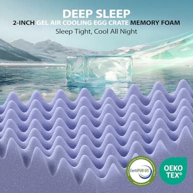 downluxe 4 Inch King Memory Foam Mattress Topper Pro Dual Layer 2 Inch Cooling Gel Egg Crate Memory Foam Plus 2 Inch Pillow Top Medium Firm with Deep Pocket - Image 4