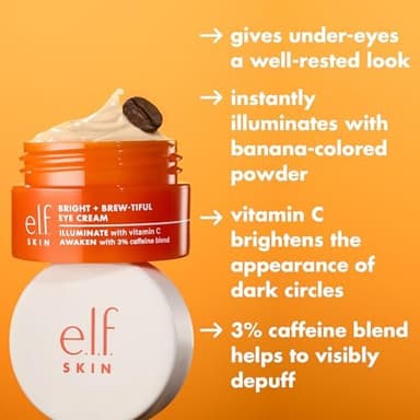e.l.f. SKIN Bright + Brew-tiful Eye Cream, Helps Brighten Appearance Of Undereye Dark Circles & Repair Puffiness, Vegan & Cruelty-Free - Image 4