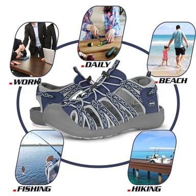 GRITION Hiking Sandals Women Closed Toe, Waterproof Lightweight Adjustable Hiking Athletic Sandals, Breathable For Beach Summer Adventure Comfortable Outdoor Sport (7 US, Navy) - Image 6