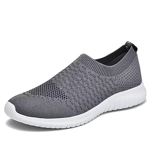 TIOSEBON Men's Casual Slip-on Walking Tennis Shoes-Comfortable Knit Running Sneakers 9 US Deep Gray - Image 1
