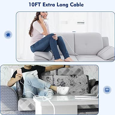 (Apple MFi Certified) iPhone charger 10ft,2Pack 10Foot Long Fast Charging Lightning Cord Cable 2Pack USB Wall Charger Travel Plug Adapter Box for iPhone 14/13/12 Mini/11 Pro Max/10/XS/XR/X/8/7/SE,iPad - Image 6