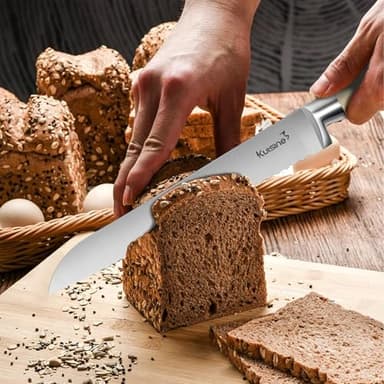 Kuisine Chef Knife Set,High Carbon Stainless Steel Sharp Knife Set Ergonomic Handle,Kitchen Knife Block Set with Built-in Sharpener(Ivory Pro,15PCS) - Image 5