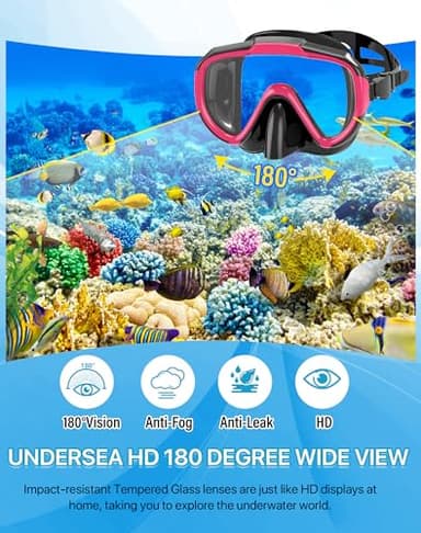 Ubekezele Snorkeling Gear for Adults Men Women,4 in 1 Snorkel Set with Panoramic View Diving Mask Anti-Fog Anti-Leak,Dry Top Snorkel,Fins and Travel Bag for Swimming,Snorkeling and Travel Diving - Image 2