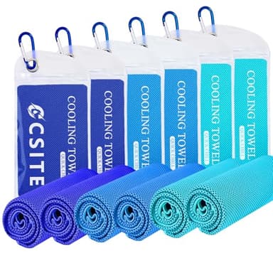 CSITE 6 Pack Cooling Towels (47"x12") for Neck and Face, Ice Towel for Hot Weather, Soft Breathable Chilly Gym Towels, Microfiber Towel for Work Out, Yoga, Running, Camping & More Activities - Image 1