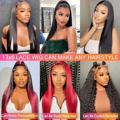 tobasew 13x6 Straight Lace Front Wigs Human Hair HD Transparent Lace Frontal Human Hair Wigs for Women Glueless Wigs Human Hair Pre Plucked 34 Inch - Image 5
