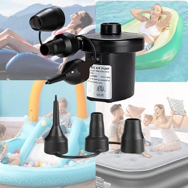 Inflatables Air Pump for Air Mattress with 3 Nozzles, Quick Fill Inflator Deflator Air Pump Perfect for Outdoor Camping Inflatable Boat Blow Up Pool Water Toy Car Air Bed Swimming Ring - Image 4